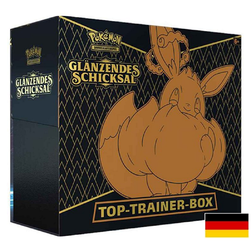 Pokemon Karten Top-Trainer-Box Schwert & Schild Glänzendes Schicksal Evoli DE