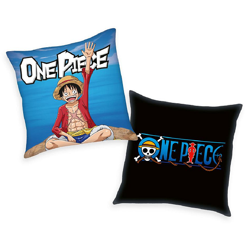 One Piece Kissen Logo & Monkey D. Ruffy 40 x 40 cm