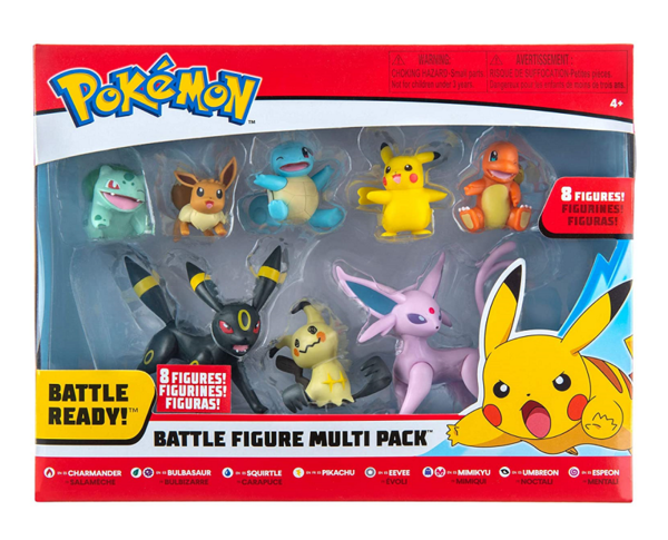 Pokemon Battle Pack 8er Figuren Set (Bisasam, Evoli, Schiggy, Pikachu, Glumanda, Nachtara, Mimigma