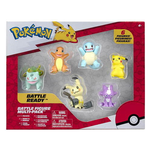 Pokémon Battle Figuren 6er Pack (Pikachu, Schiggy, Glumanda, Bisasam, Mimigma, Toxel)